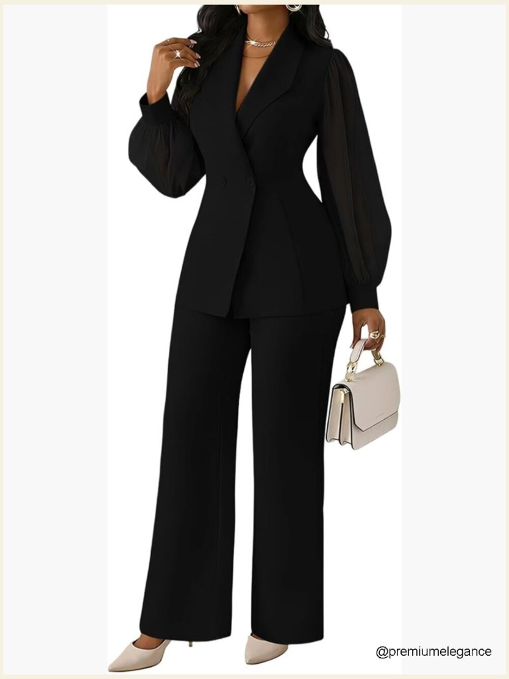Women's 2 Piece Pantsuit Set Blazer & Trousers Work Office Business Outfit